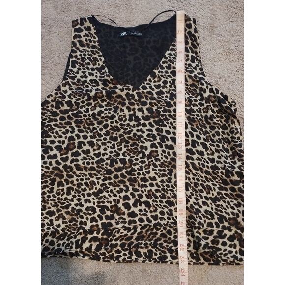 Zara Women's Leopard Print Sleeveless Double Layer V-Neck Tank Top Size M - Picture 5 of 6